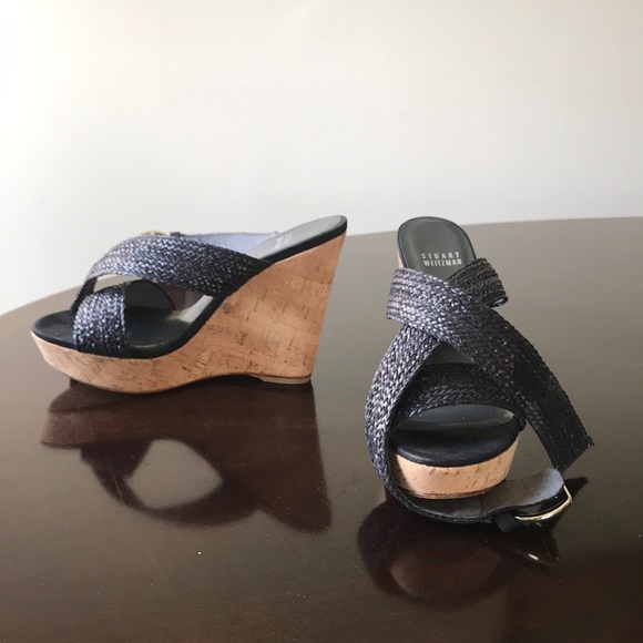 Stuart Weitzman woven leather  Alex crochet wedges - Picture 5 of 8